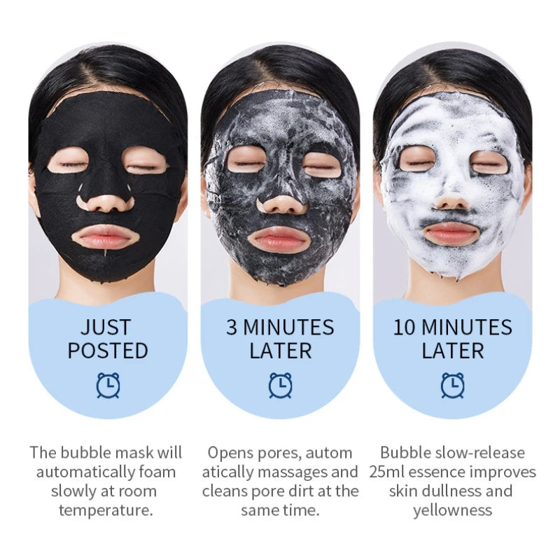 20 Pieces of Bamboo Charcoal Bubble Mask, Moisturizing and Nourishing, Deep Cleansing, Gentle and Skin-Friendly Texture, High-Fitting Mask That Can Purify and Soften the Skin Vue