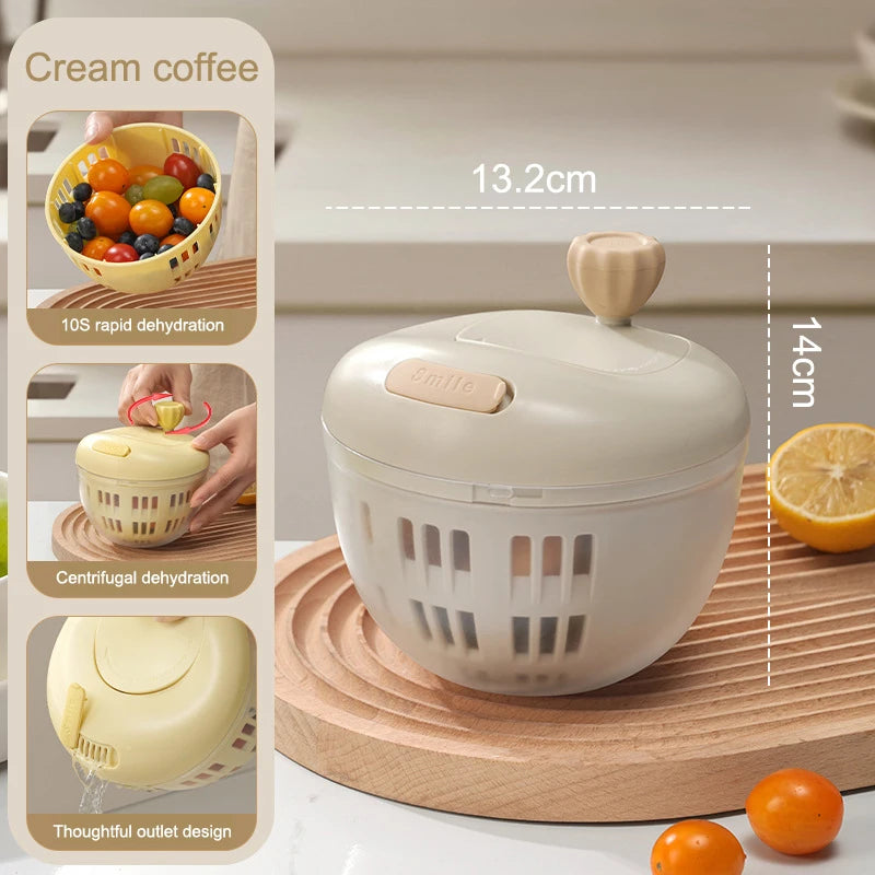 Household Salad Dryer Spinner Vegetable Dehydrator Multi-function Vue Beige
