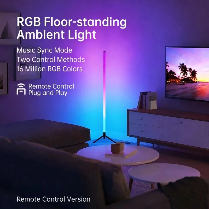 Smart RGB LED Corner Floor Lamp 103CM Remote Control Standing Stand Light for Bedroom Living Room Atmosphere Decor Lamp Vue