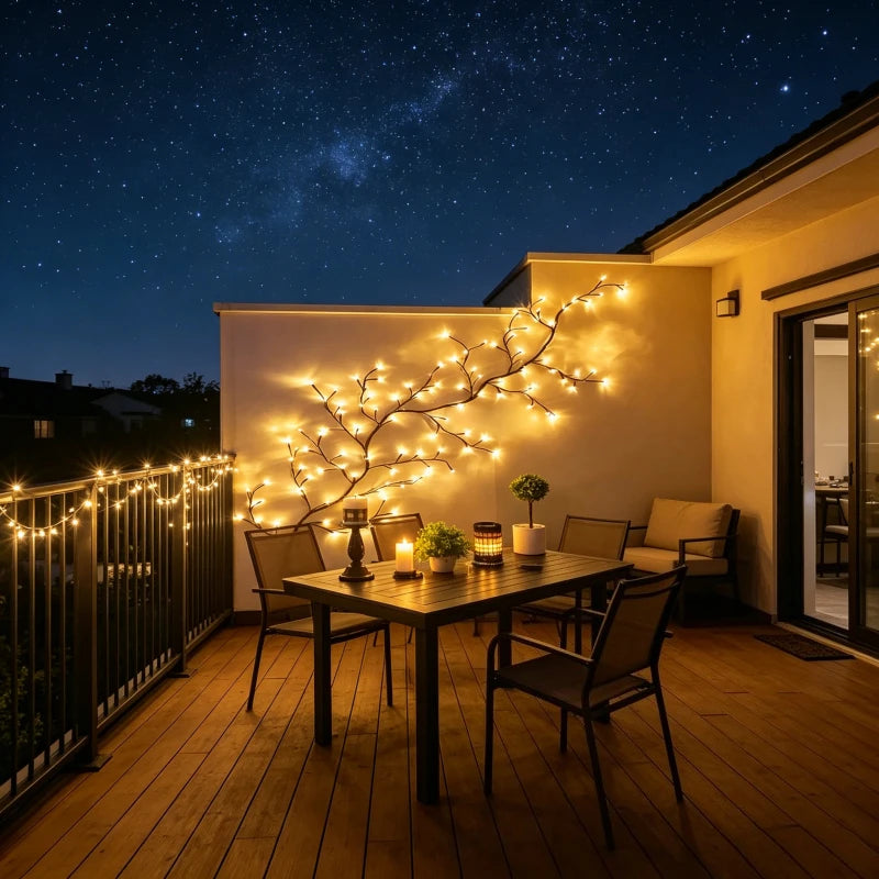 1Pc 1.8m/5.9Ft 96LED Vine String Lights 8 Modes USB Powered LED Night Light Indoor Outdoor Atmosphere Decor Fireplace Room Wall Vue
