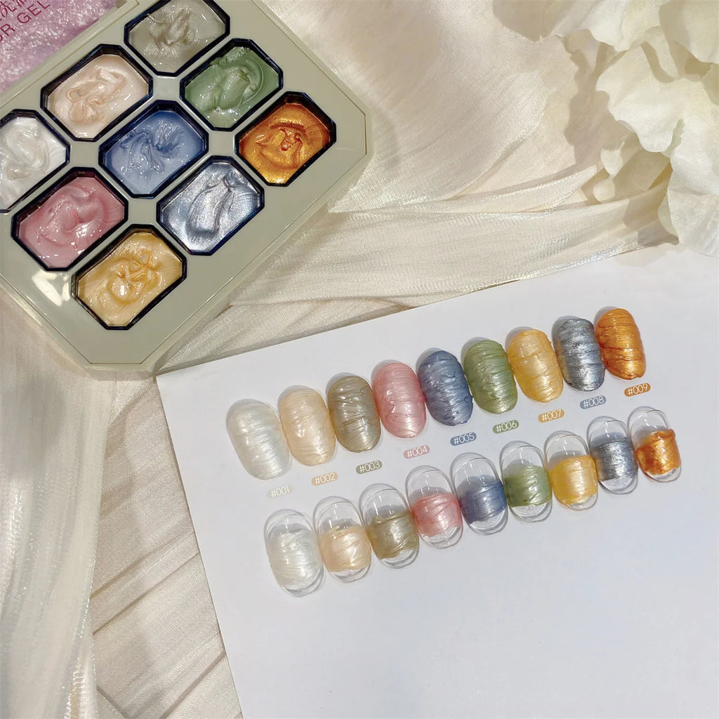 1pc Solid Pearl Cream Oil Painting Gel No Wash Pat Gel Sparkling 3D 9-Color Thick Nail Art Creation Decoration DIY Ins Style Vue
