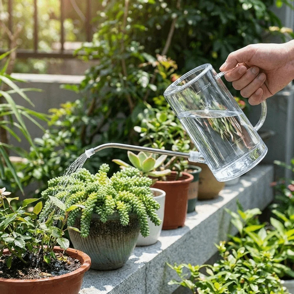 Large Capacity Plant Watering Kettle Plastic with Scale Watering Can Leak-Proof Transparent Long Nozzle Watering Kettle Vue