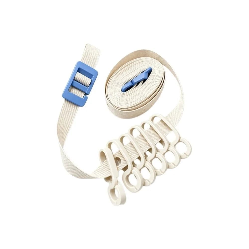 Windproof Outdoor Clothesline with 6 Clips Non-Slip Multifunctional Portable Storage Lanyard Space-saving Adjustable Vue White