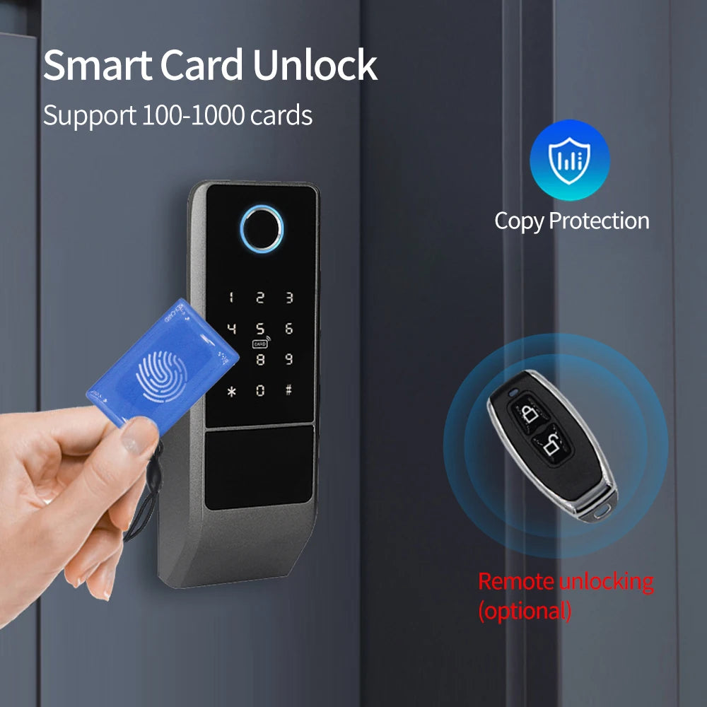 IP65 Waterproof Fingerprint Smart Door Lock Bluetooth Lock By Remote Control TTLock App/Password/RFID Card/Metal Key/Finger Vue