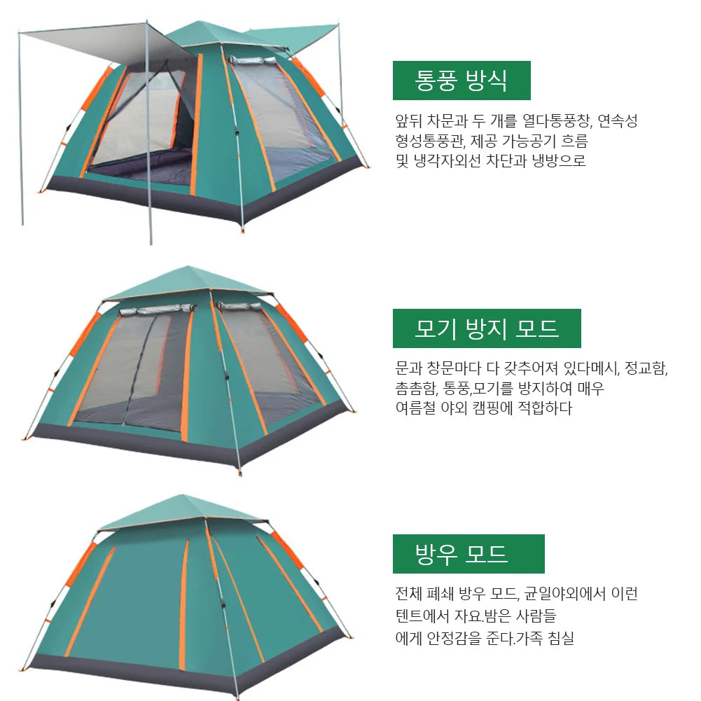Automatic Quick Open Tent with Canopy Automatic Camping Tent Sun-Protection Portable Hexagonal Tent for Family 3-4/4-6 People Vue