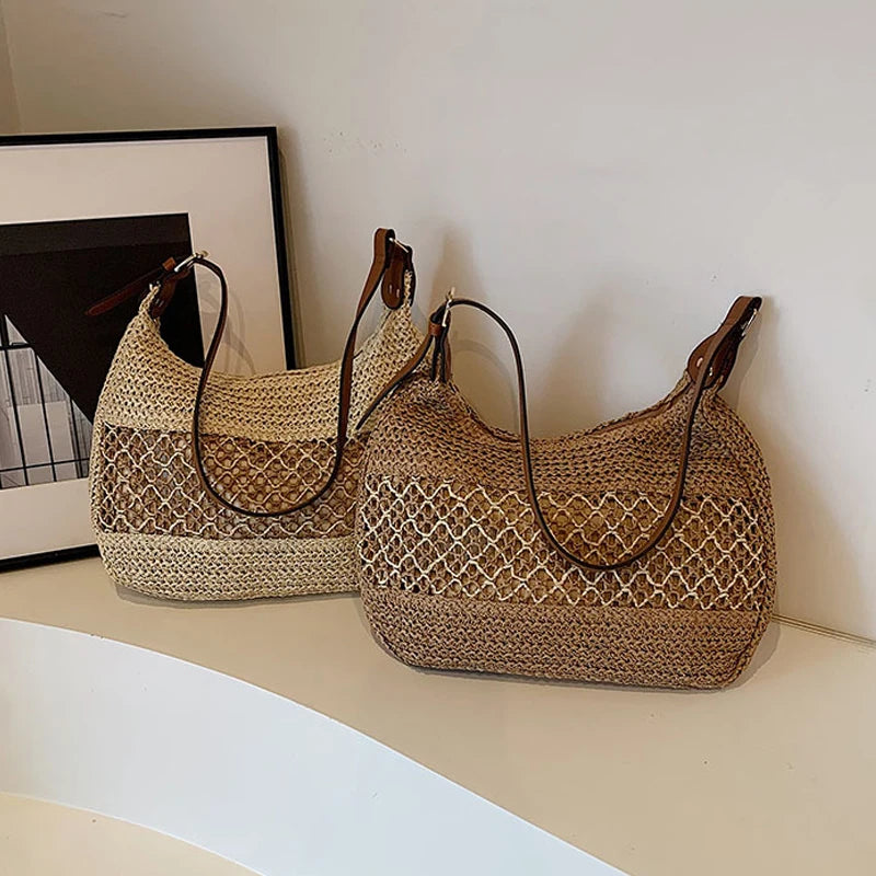 Summer Straw Weaving Shoulder Bag Large Capacity Crochet Beach