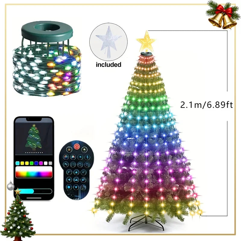 400LEDs Smart Christmas Tree Light LED Fairy String Light APP Remote Music Sync DIY Color for Outdoor Indoor Xmas Tree Decor Vue 2.1M-400LEDS AU Plug