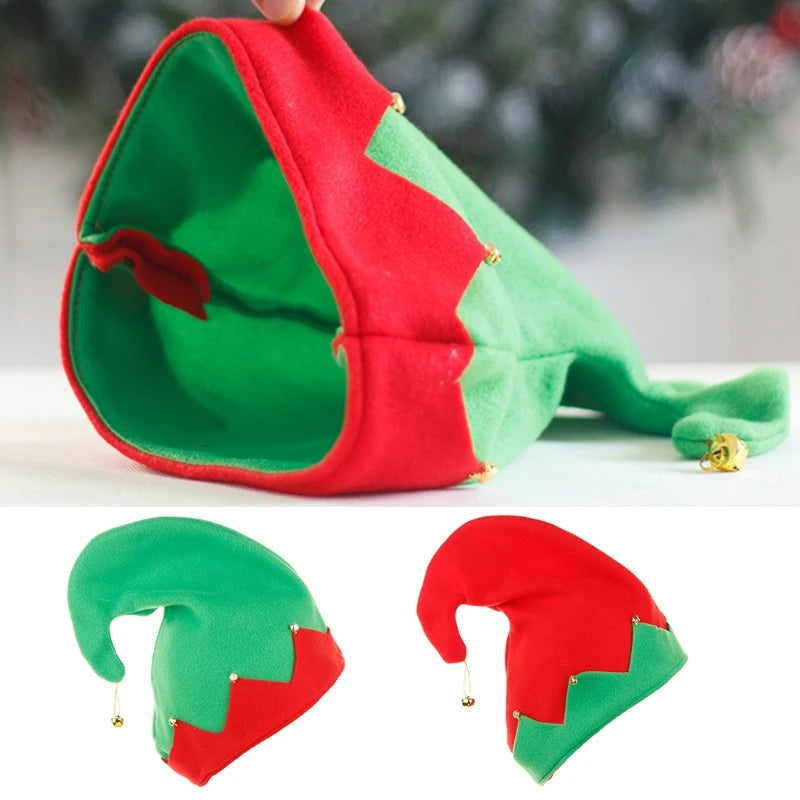 Kids Plush Elf Hat with Bell – Christmas Santa Helper Cap Kids Holiday Hat Vue