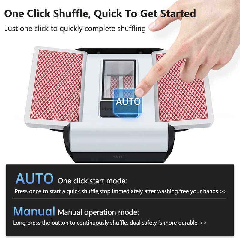 2000mAh Automatic Card Shuffler Rechargeable Electric Poker Card Shuffling Machine Auto Mixer Tool Device for Home Party Camping Vue