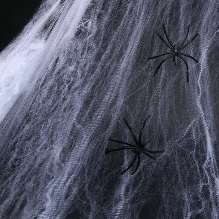 White Spider Web For Halloween Decorations Artificial Stretchy Cobweb For Halloween Scary Party Scene Decor Haunted House Props Vue