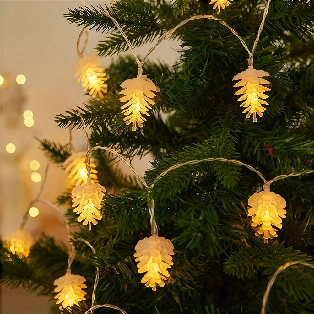 1PC 1.5/3M Battery Powered Pinecone Fairy String Lights, LED Christmas Tree Lights with Pine Cones for Living Room,Bedroom,Party Vue