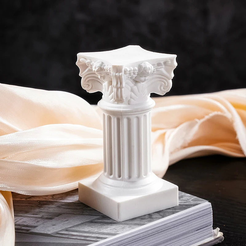 Roman Pillar Greek Column Statue Pedestal Candlestick Stand Figurine Sculpture Indoor Home Dinning Room Garden Scenery Decor Vue White