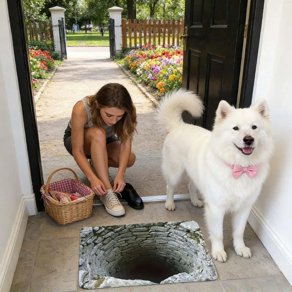 3D Rugs Optical Illusion Anti-Slip Hole Doormat 3D Illusion Hole Rug for Christmas Halloween Bedroom Living Room Bathroom Vue