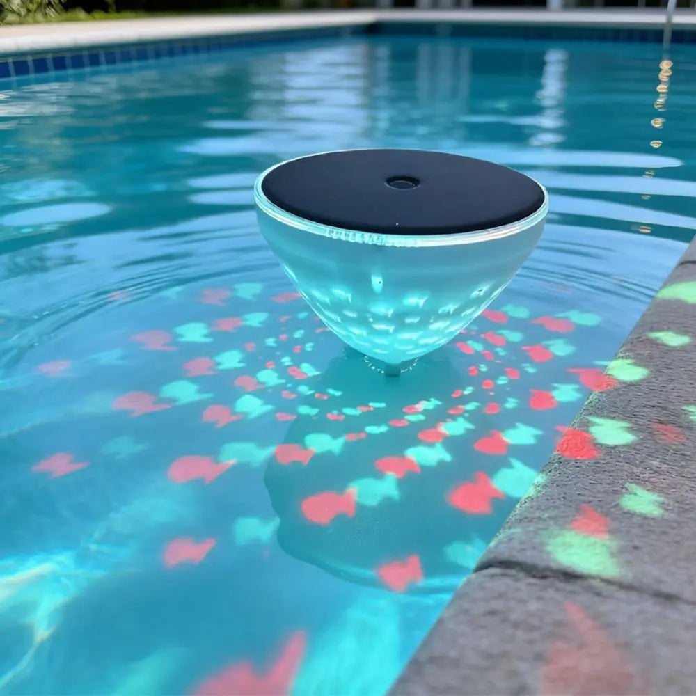 Hollowed Out Solar Floating Pool Lights Waterproof RGB Fish Projection Lamp Color Changing Energy Saving Vue
