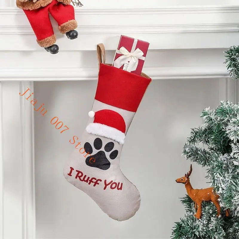 Pet Paw Christmas Stocking 18" – Dog & Cat Holiday Hanging Sock Christmas Stocking Vue