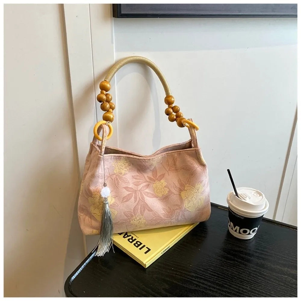 Medium Capacity Embroidered Shoulder Bag Hasp Sewing Thread Craft