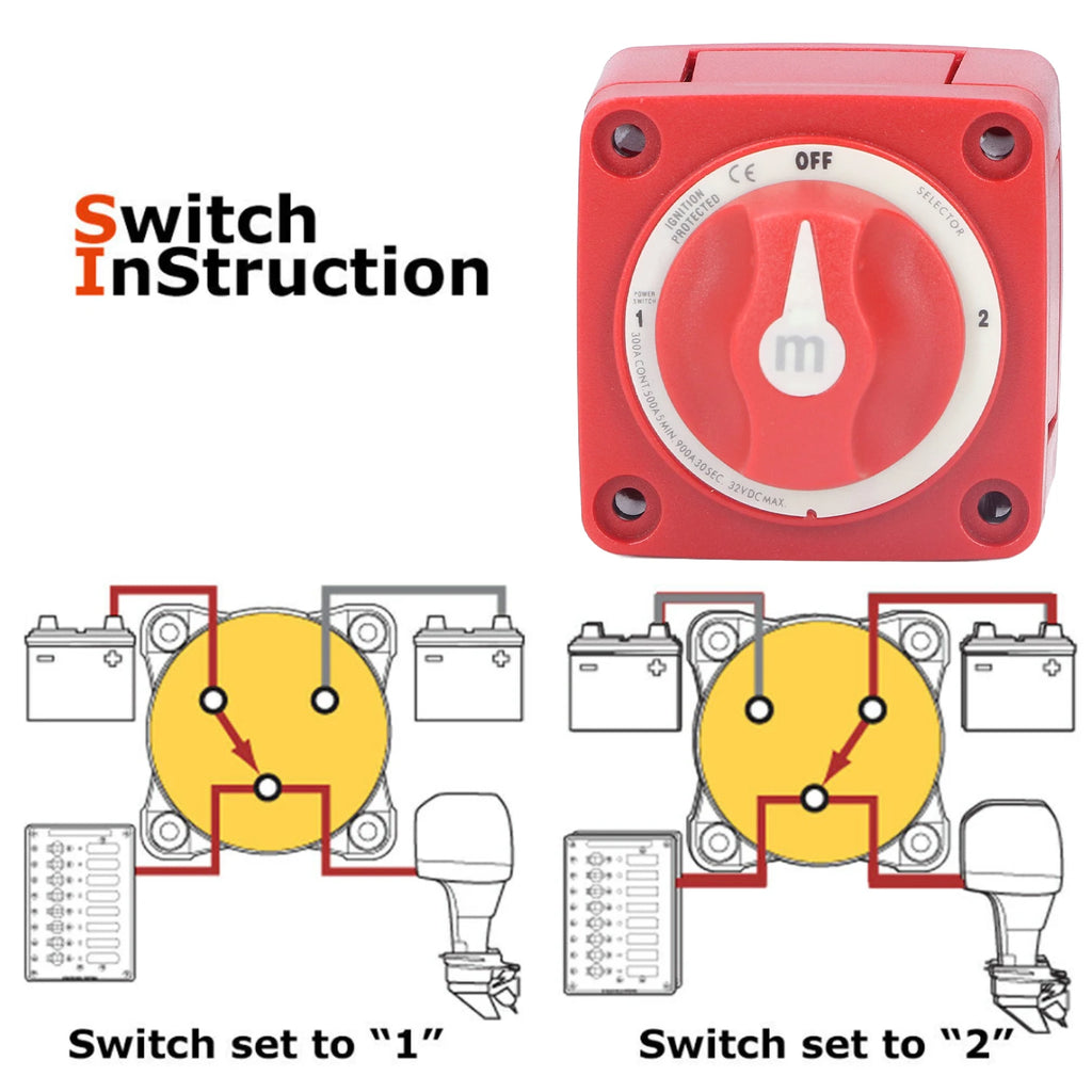 300A Dual-Circuit Battery Isolator Cut-Off 3-Terminal 3-Position Waterproof Suitable for Cars RVs and Marine Vessels Vue Default Title