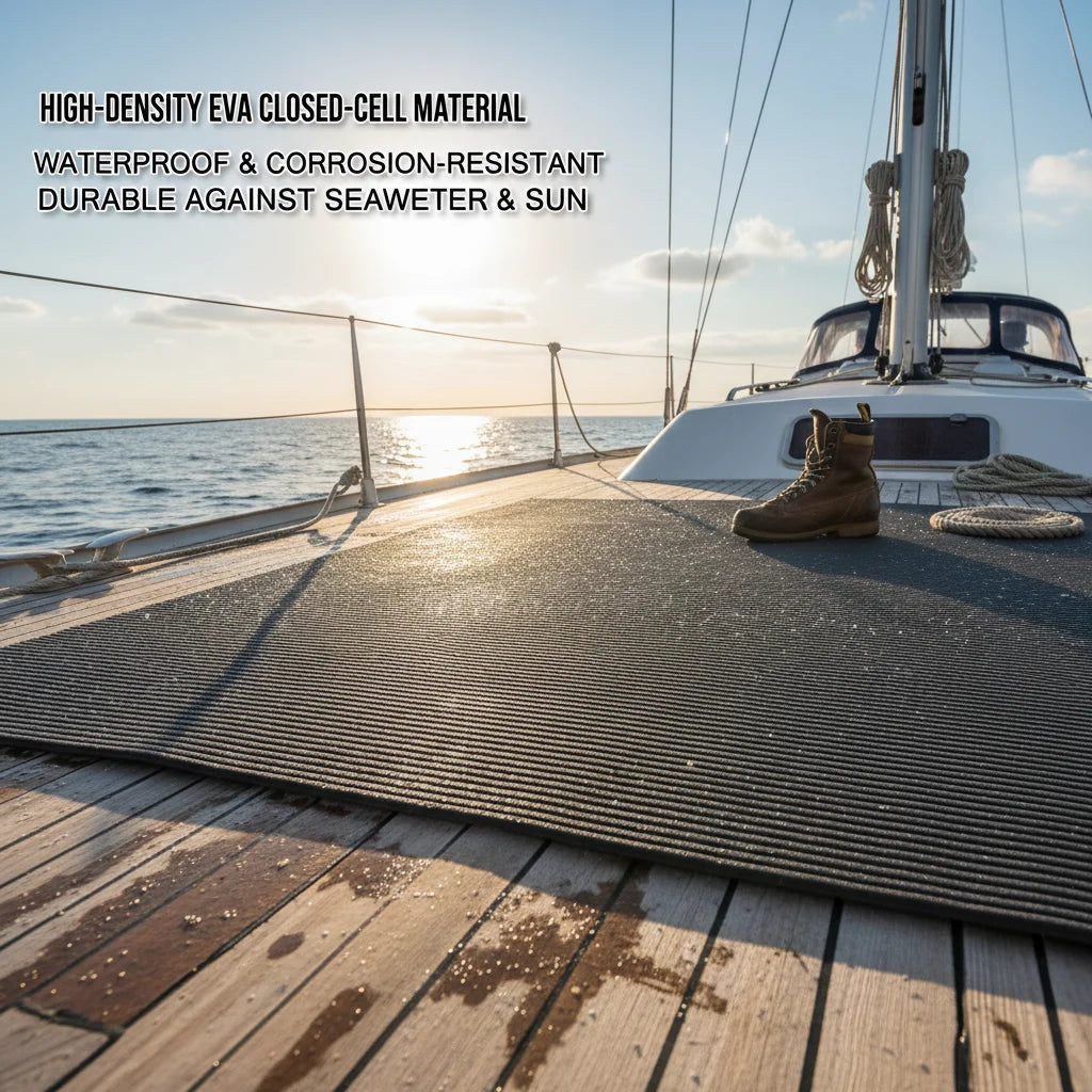 EVA Boat Flooring Mat 240x115cm Non-Slip Self-Adhesive Marine Deck Marine Decking Mat Vue