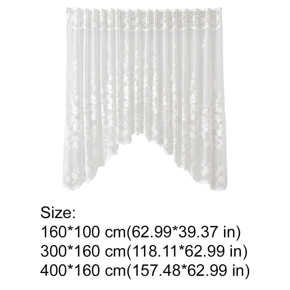 Flower Pattern French Lace Jacquard Curtain Translucent Through-rod Design Kitchen Partition Tulle No Drilling Required Vue