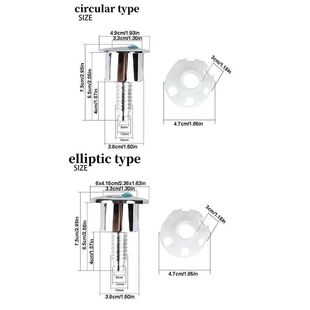Round/Elliptical Head Toilet Push Button Universal Water Saving Toilet Flush Button Easy To Install Double Drain Vue
