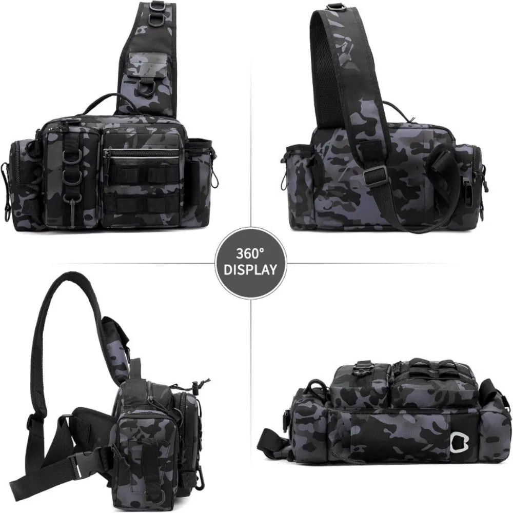 Spot Multifunctional Casual Luya BagChest Bag Waist Bag Outdoor Shoulder Crossbody Bag Fishing Rod BagEquipment Fishing Bag Back Vue