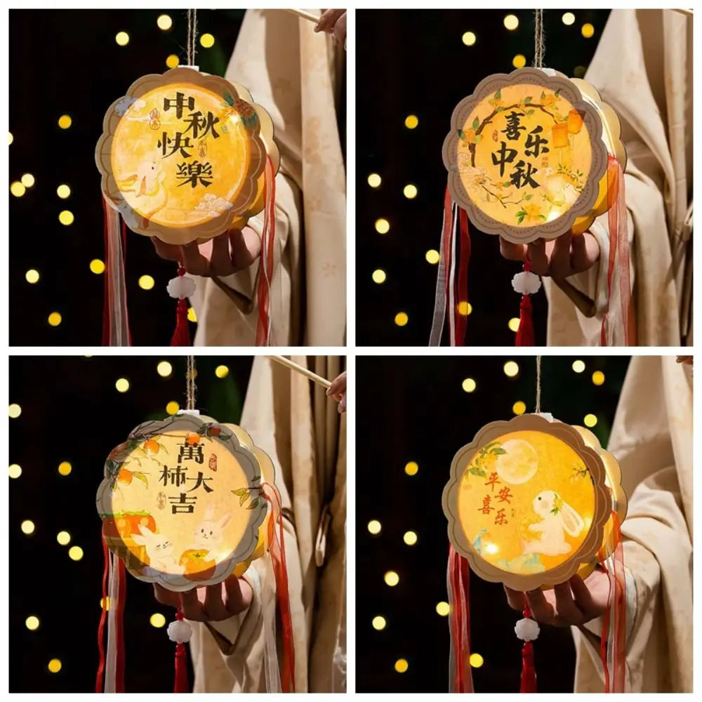 Luminous Mooncake Lantern Portable Traditional Rabbit Lamp Cell Battery Powered Glowing Mid Autumn Lantern Holiday Gift Vue