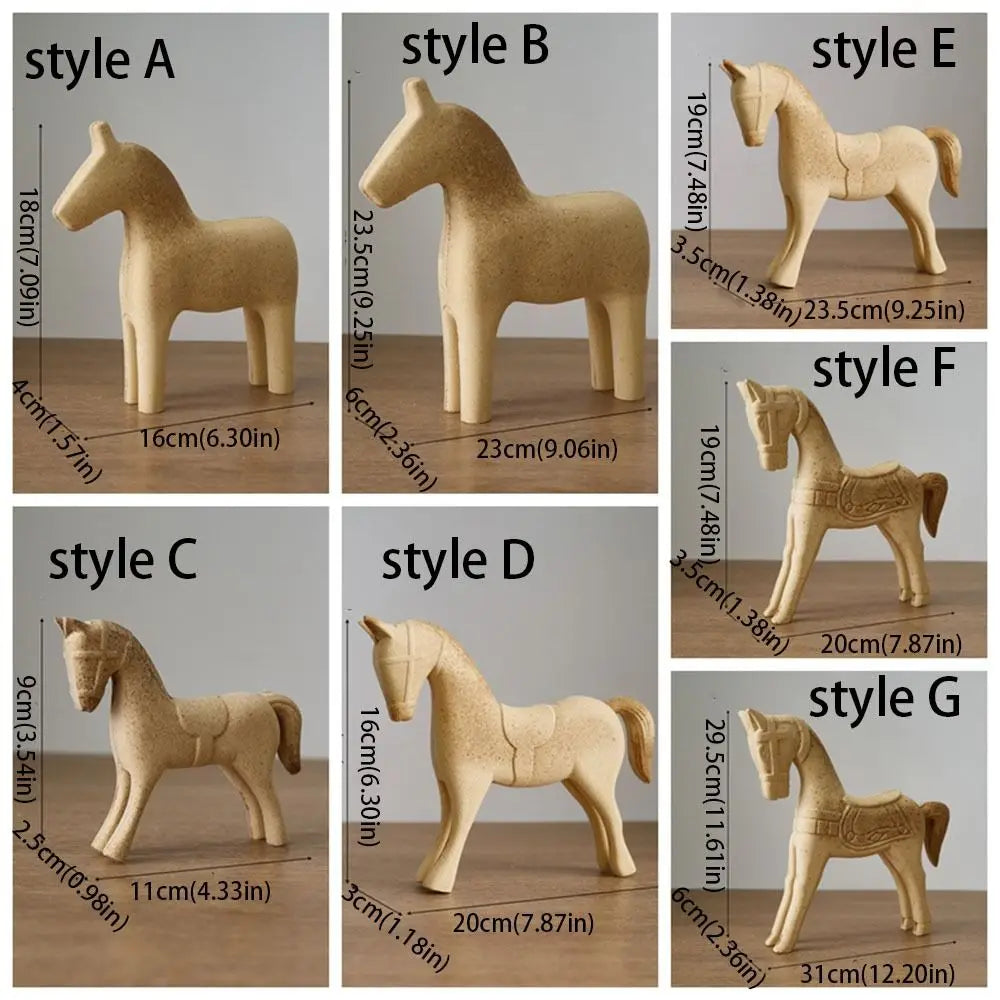 Handmade Wooden Horse DIY Drawing Farmhouse Style Unpainted Horse Statue Carved Design Vintage Blank Animal Figurine Vue