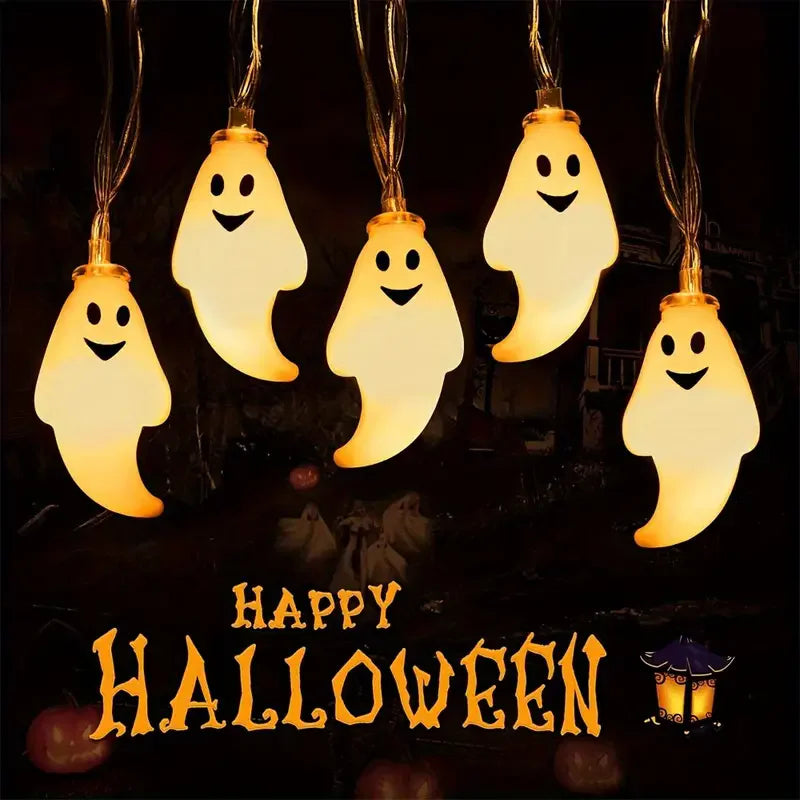 Halloween String Lights Battery-Powered Ghost Lights Cute Spooky Ghost Decor for Indoor Party Halloween Indoor Room Bedroom 817 Vue