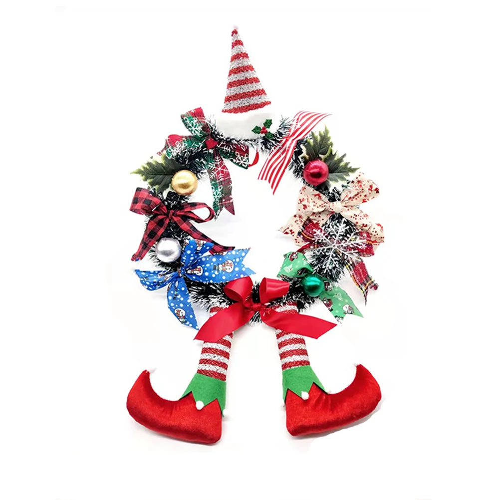 Cartoon Christmas Wreath Clown Bows Door Wreath Cute Ornament Christmas House Wall Hanging Wreath new year Christmas Decoration Vue