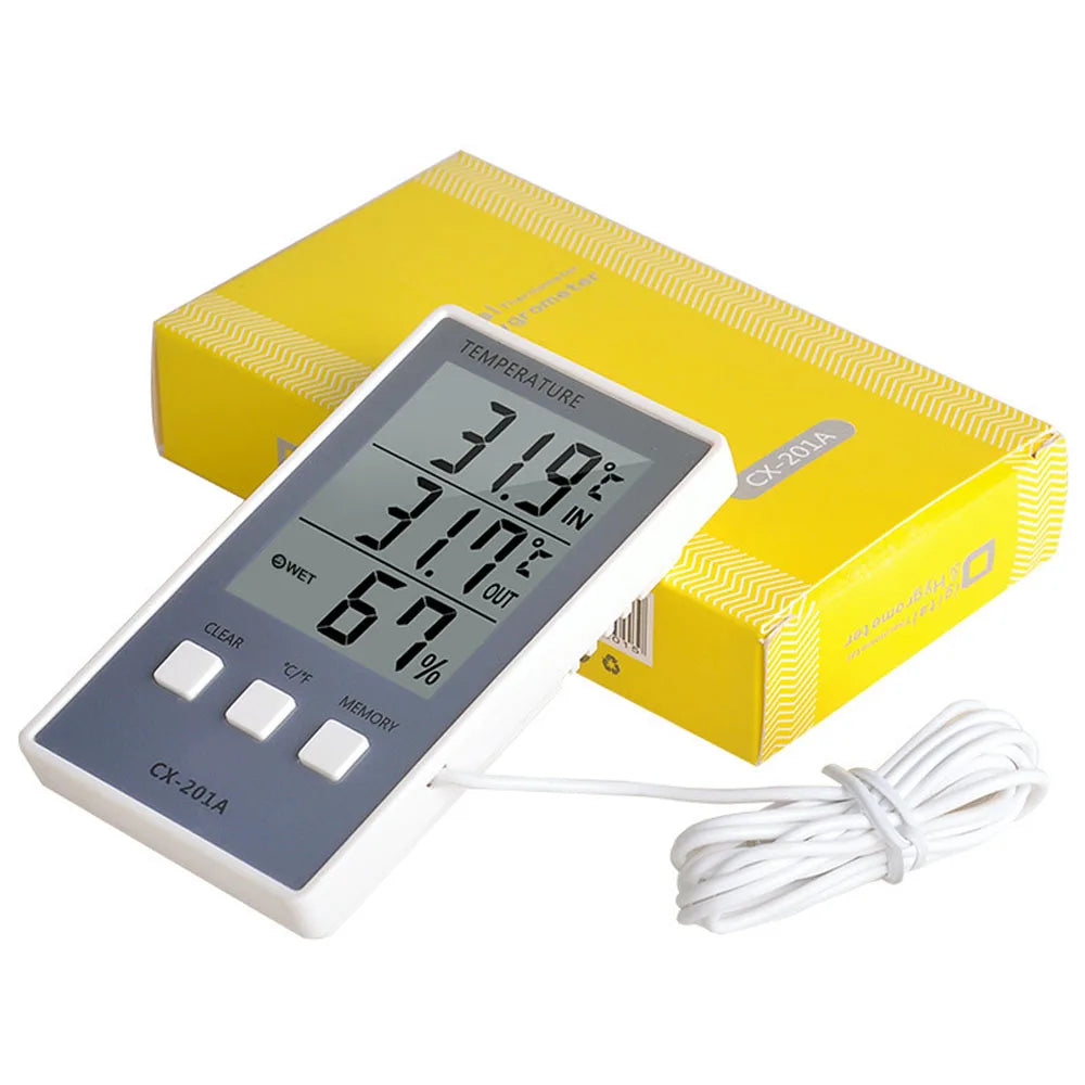 Digital LCD Thermometer Hygrometer Indoor Outdoor Temperature Humidity Meter C/F Display Sensor Probe Weather Station CX-201A Vue