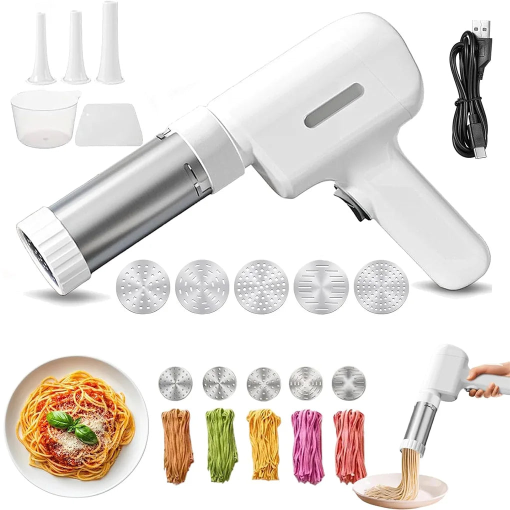 Handheld Noodle Press Machine 5 in 1 Cordless Portable Pasta Maker Large Capacity Dough Stamping Tool for Home Kitchen Vue
