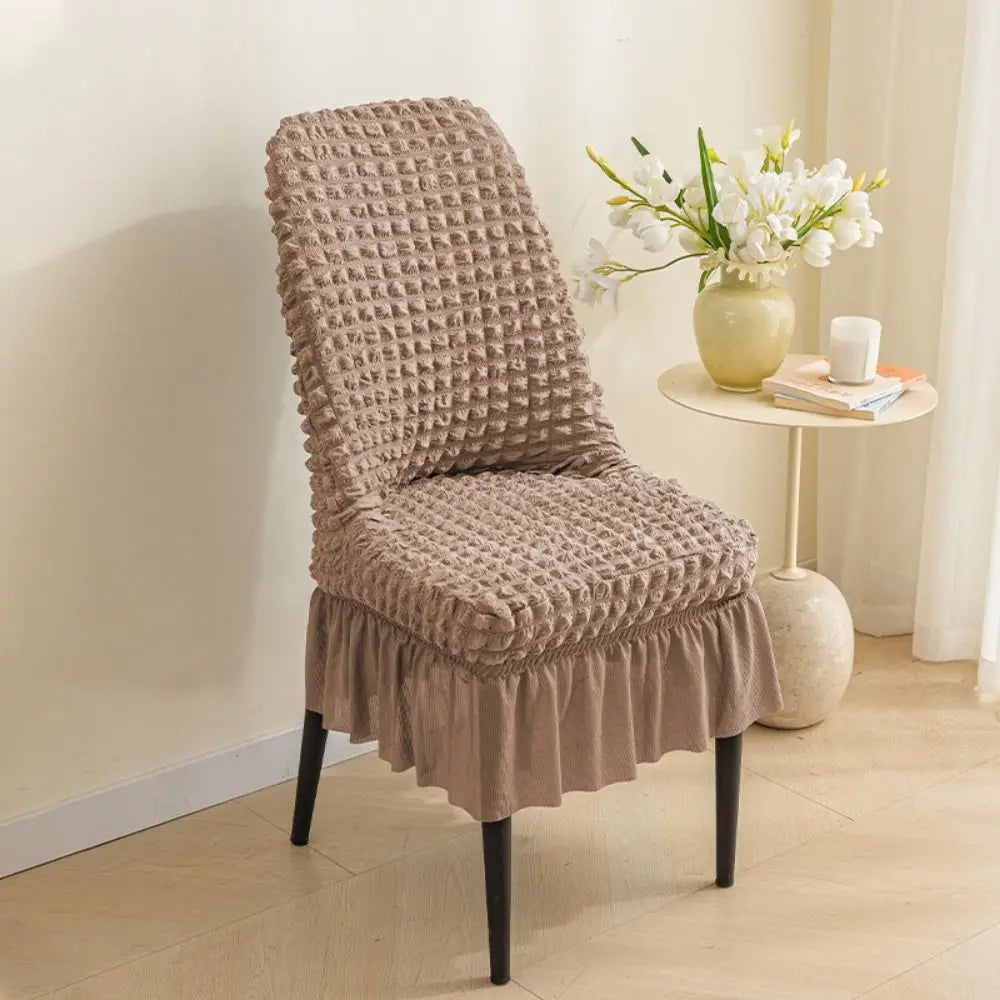 Stretchable Seersucker Stretch Puff Chair Cover Wrinkled Fabric Anti-Slip Seersucker Chair Seat Cover Pet-Resistant Breathable Vue