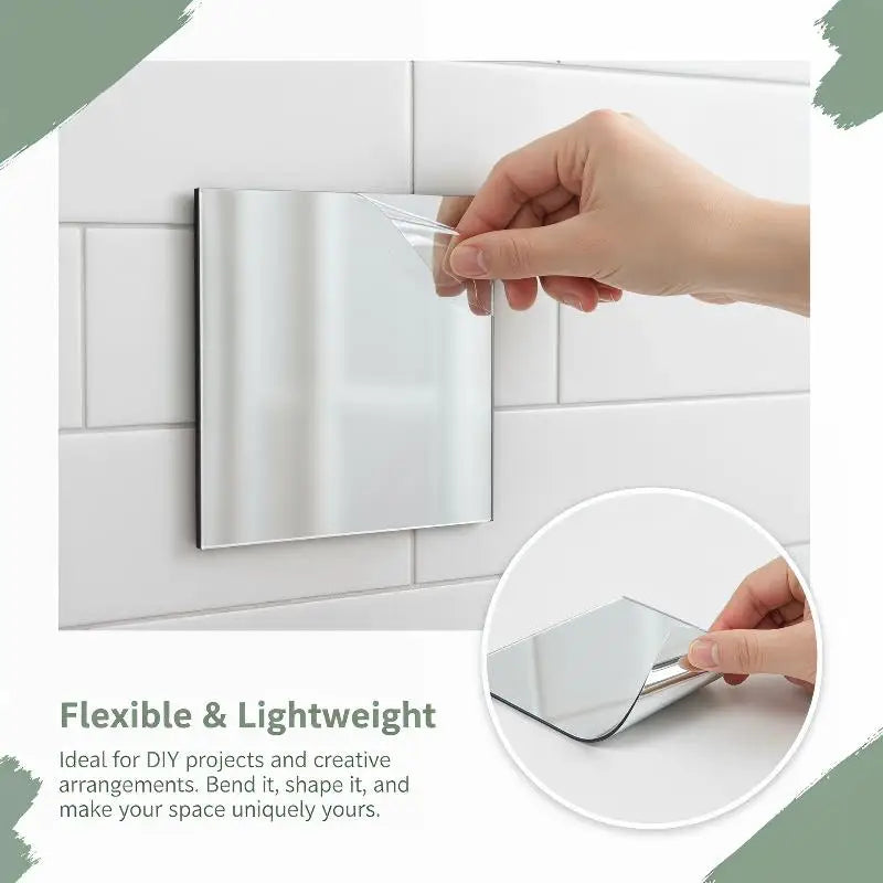 1PC Square Mirror Wall Sticker Self-adhesive Acrylic Tile Mosaic Decal Mural Covering For Bedroom Household DIY Decoration Vue