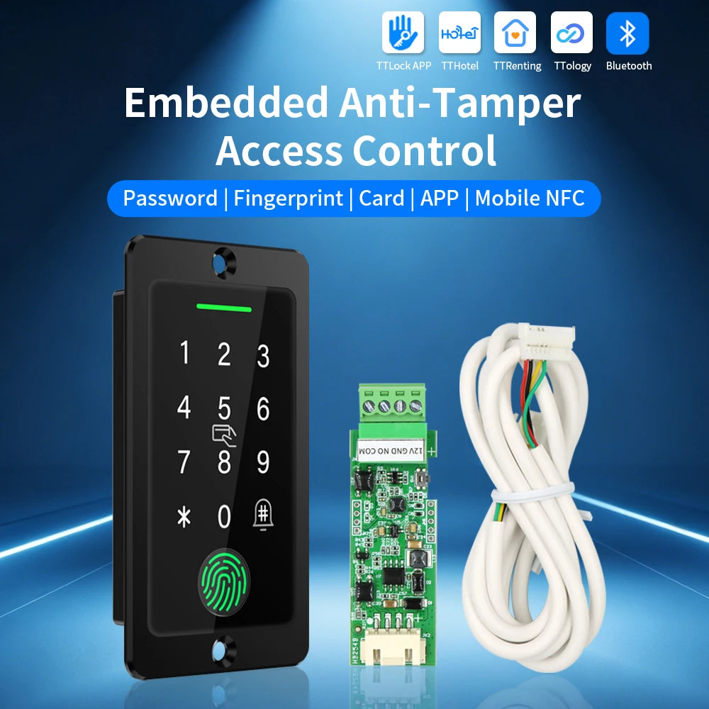 IP67 Waterproof Embedded Fingerprint Scanner Zinc Alloy Tempered Glass Panel 880 Fingerprint Storage Access Control Reader Vue