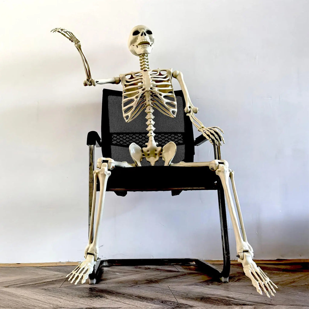 Halloween Realistic Body Bones with Posable Joints Simulation Skull Ornament Haunted House Horror Props Garden Decor Decorative Vue