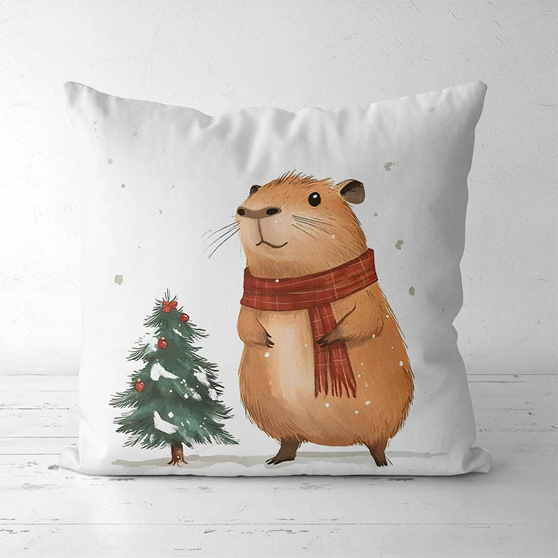 Capybara Cushions with Festive and Cute Designs Square polyester pillowcase, modern sofa decorative cushion cover Vue 2 50x50cm