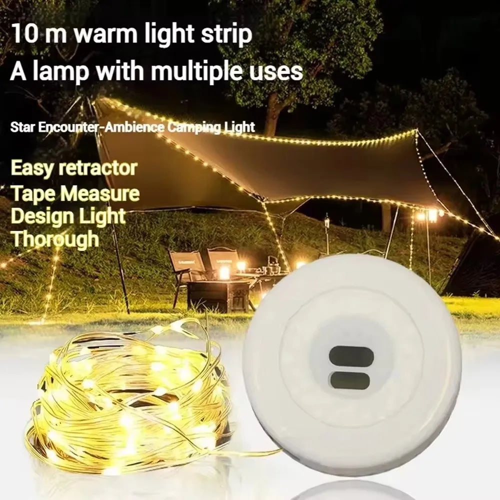 10m/7m Length Camping String Light Waterproof Warm Light Fairy Lights APP Control Rechargeable Christmas Light String Vue