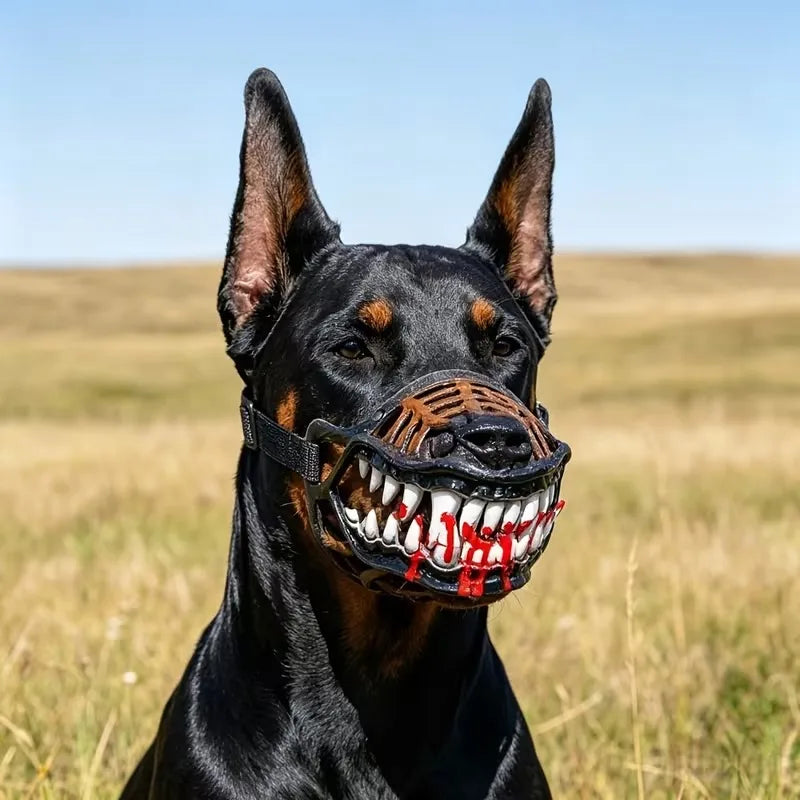 Werewolf Dog Muzzle with Realistic Fangs and Scary Teeth Hilarious Halloween Costume Prop for Anti Bite Chew Scavenging Training Vue