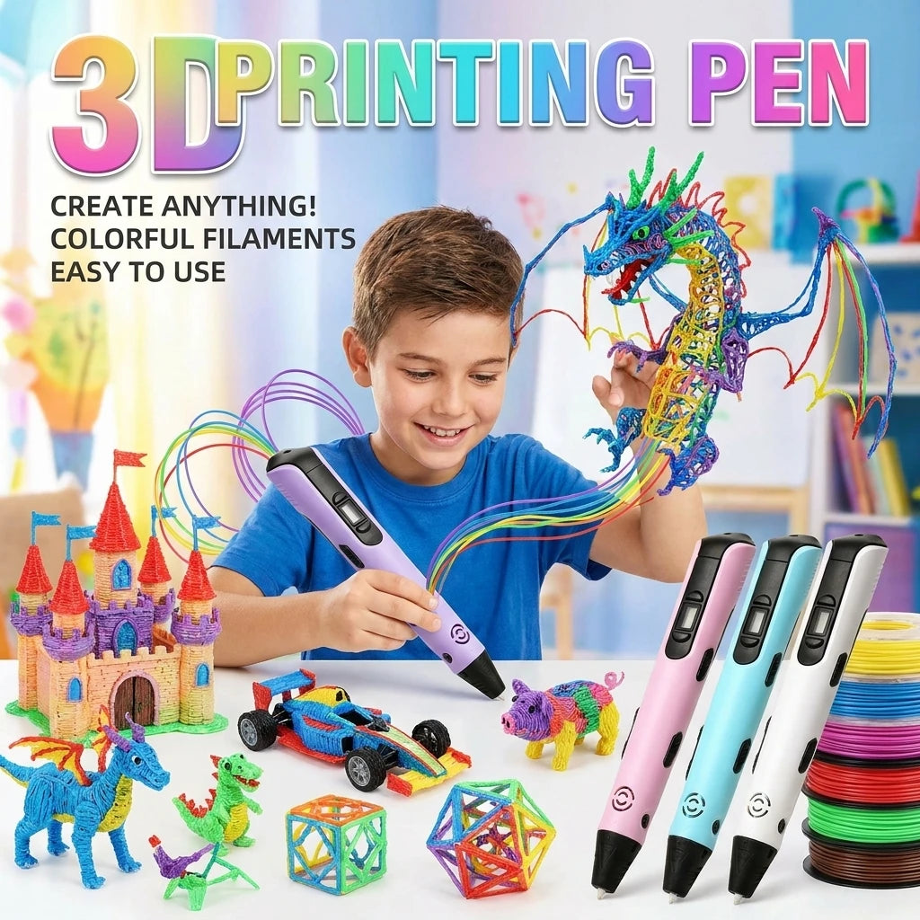 3D Printing Pen 1.75mm PLA Children 3D Pen Type C Cable 0.7mm Diameter Material Kids DIY Drawing Pen Boy Girl Birthday Gifts Vue