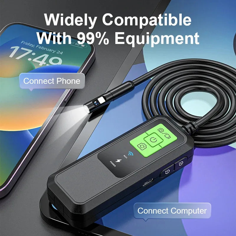 2K HD WiFi Borescope Inspection Camera – IP67 Waterproof, iOS & Android WiFi Inspection Camera Vue