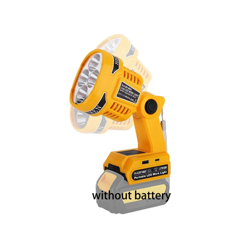 12W Wireless Flashlight Portable Folding Work Light Compatible with For Dewalt 20V Lithium Batteries Handheld Outdoor Spotlight Vue