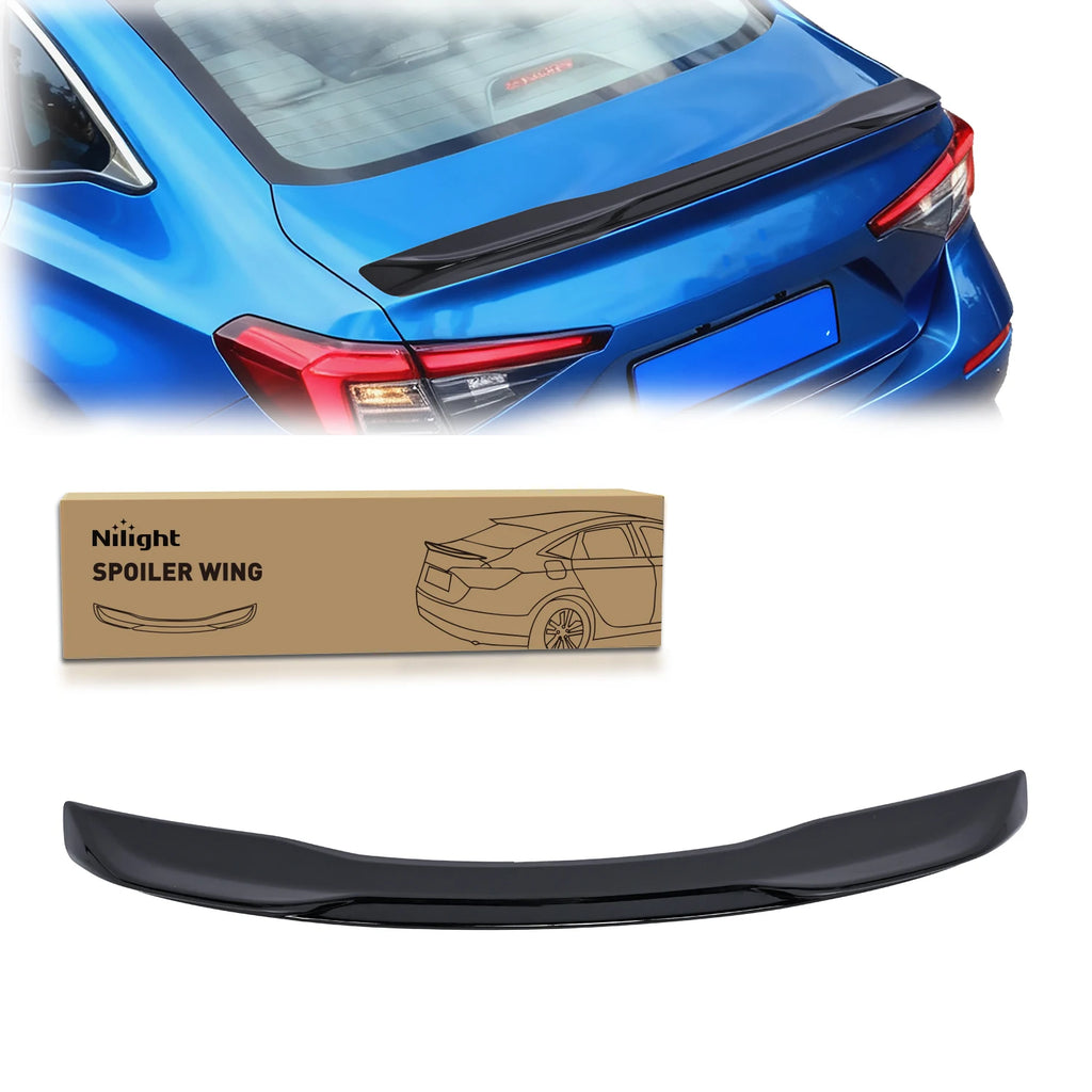 Nilight Spoiler Fit for Honda Civic Sedan 2022 2023 2024 2025 22 23 24 25 2026 Spoilers for Cars Rear Spoiler Wing ABS Sporty Appearance Rear Trunk Lip Accessories No-Drill Installation, Glossy Black Vue black United States