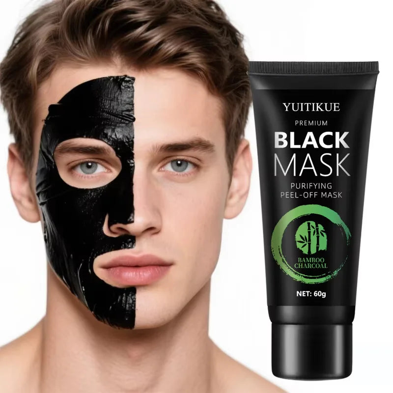 Bamboo Charcoal Blackhead Mask - Peel-Off Mask Containing Ascorbic Acid and Hyaluronic Acid, with Moisturizing and Oil-Controlling Properties, Can Cleanse the Skin. Vue 60g