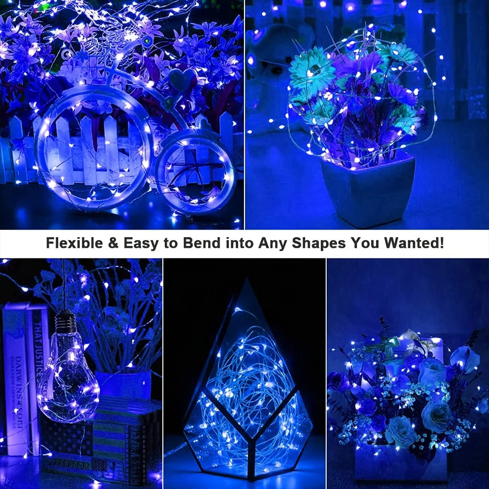 1PC 7M/12M/22M/32M Copper Wire Fairy Light String,Solar-powered,8 Lighting Modes,Used for Wedding,Indoor,Festival,Bedroom,Party Vue