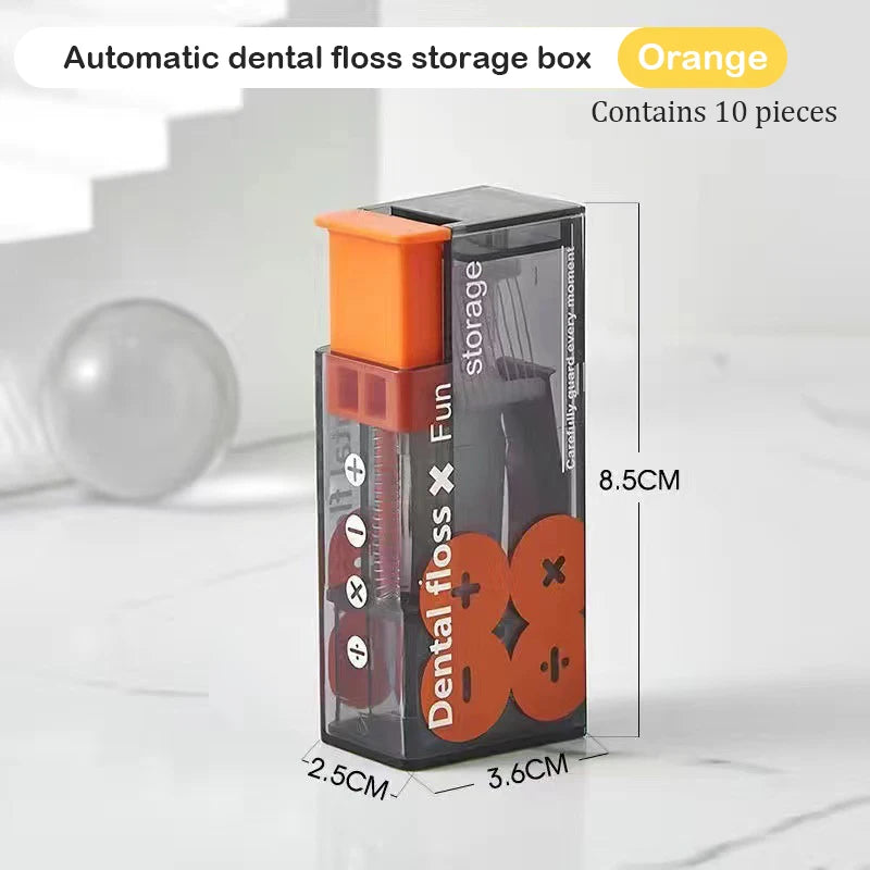 10 piece dental floss storage box, automatic refillable for oral hygiene care dental floss Vue Orange 10Pcs Floss