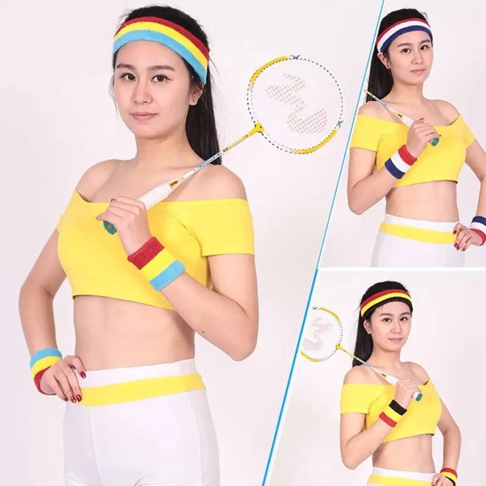 Sport Basketball Men/Women Tennis Fitness Headband +Wristbands Towel Sweat Bands Sport Wristbands Wrist Support Vue