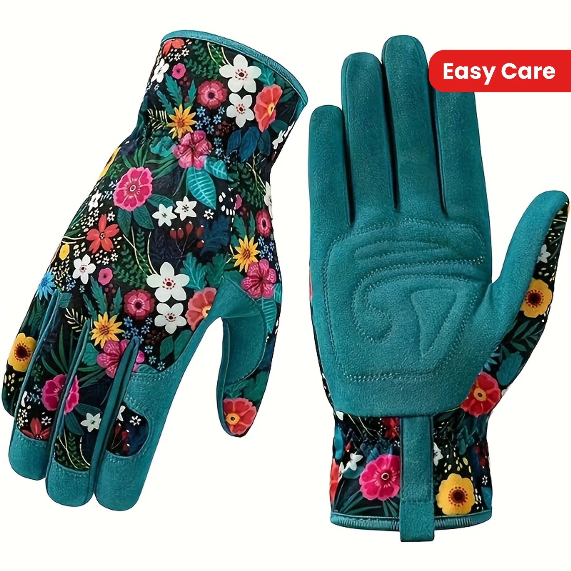 Floral Print Polyester Garden Gloves Breathable Ambidextrous Work