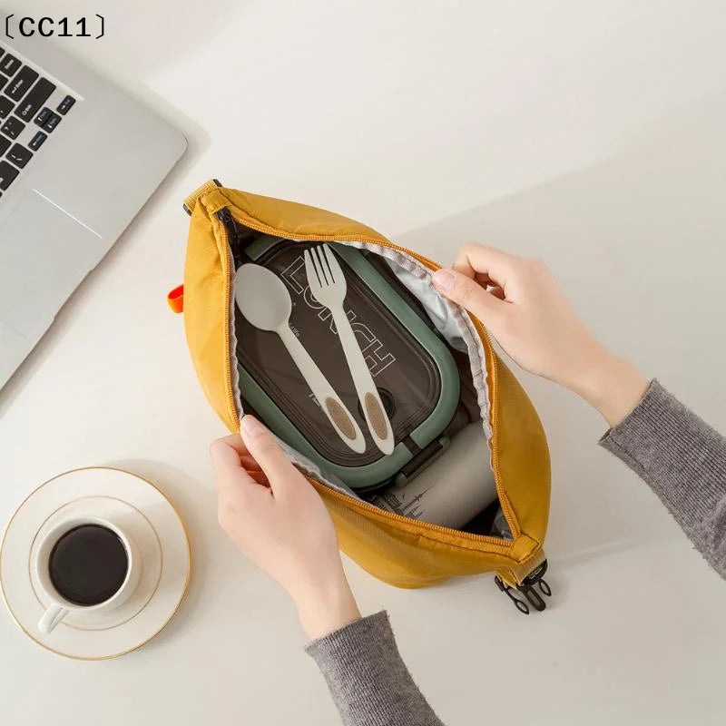 Insulated Lunch Bag Solid Color Aluminum Foil Rice Bag Meal Pack Ice Pack Portable Dinner Picnic Food Storage Handbag〔CC11〕 Vue