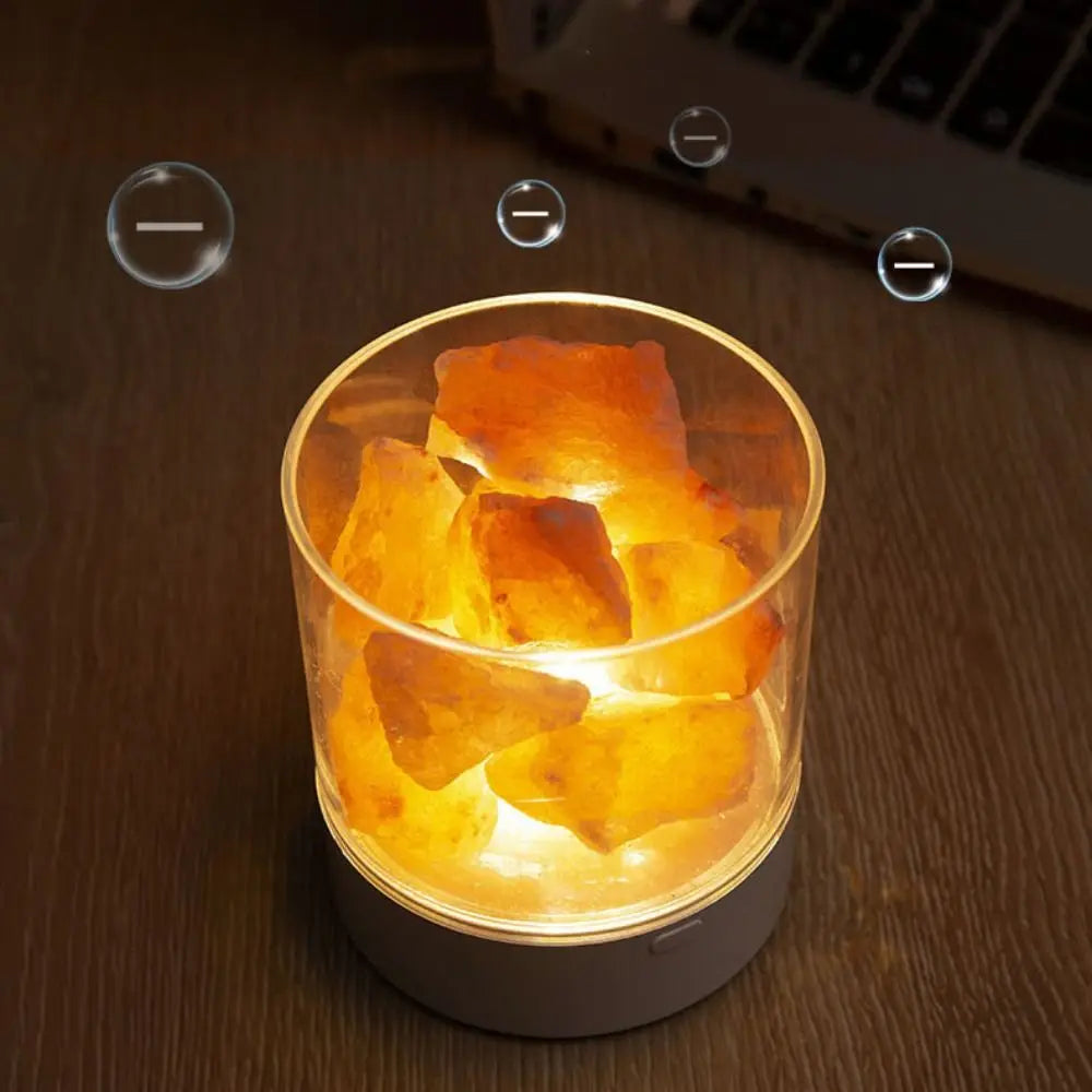 Natural Crystal Salt Lamp USB Powered Eye Protection Table Lava Lamp 7 Color Lights LED Table Light Home Decor Vue