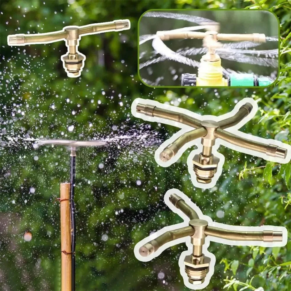 Garden 2/3/4 Arm Automatic Rotary Sprinkler 1/2Inch Brass Automatic Sprayer 360Degree Watering Nozzle Farm Vegetable Irrigation Vue